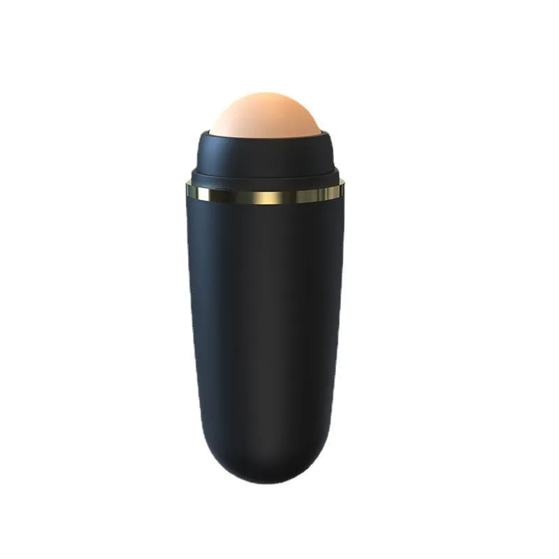 Portable volcanic stone oil absorbing ball in 3x8x2cm size for facial oil control, shown in white, black, and pink colours