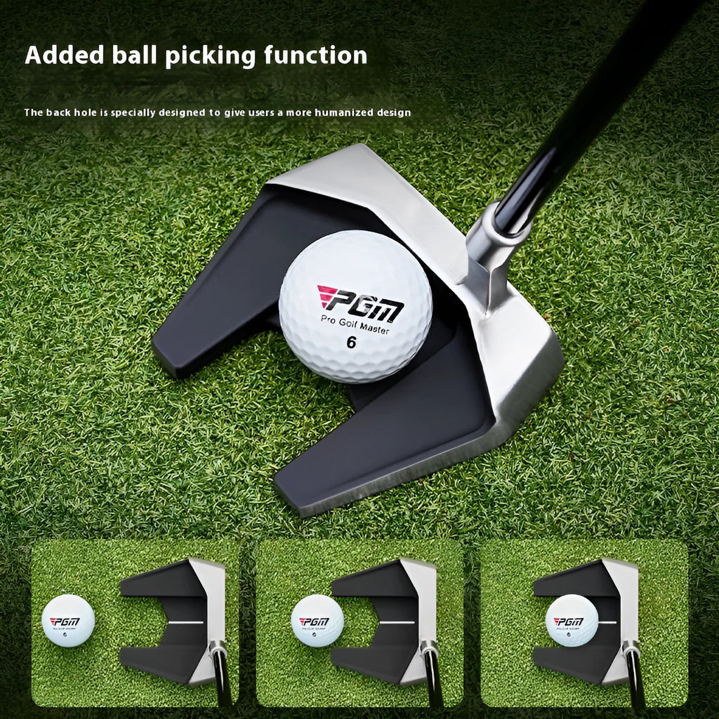 PGM left hand standing putter Silver Black stainless steel head carbon shaft aiming line