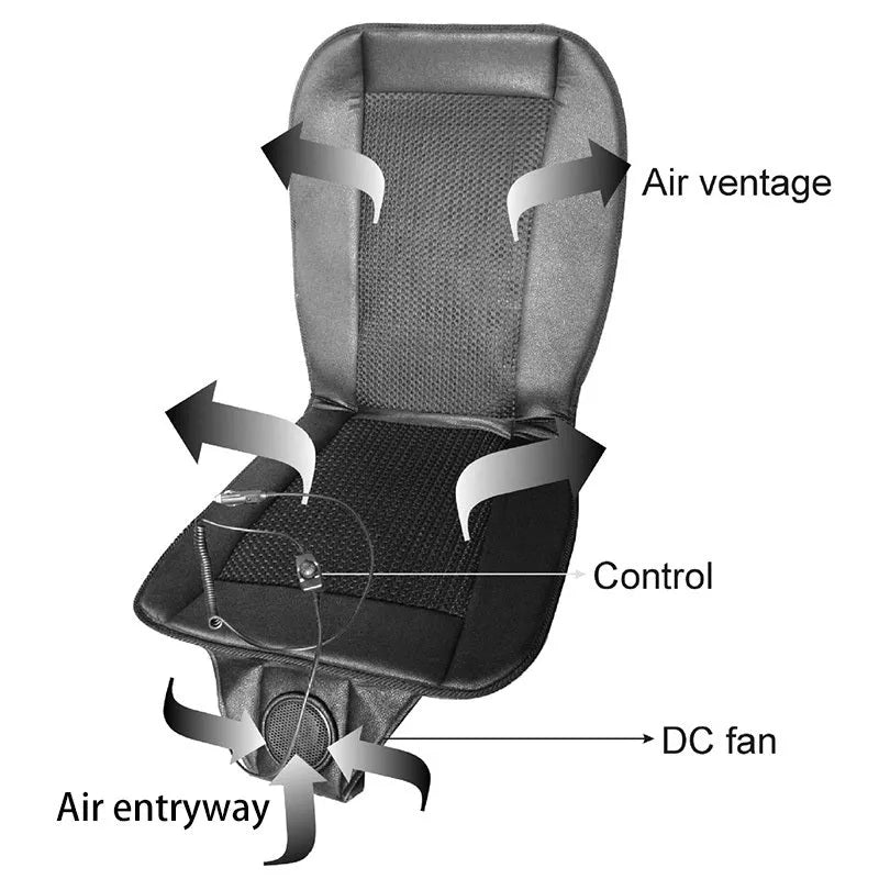 Black and grey grid car cool seat cushion with fibre outer and EVA fill for summer use