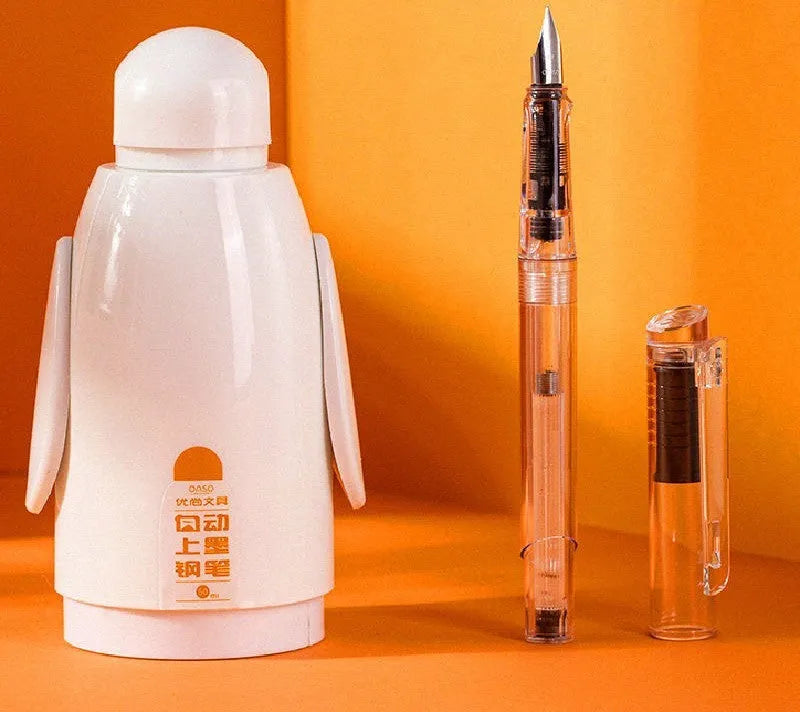 Youshang J58C automatic ink blotting pen with plastic casing, available in fine 0.5mm and 0.38mm tip options in gift box colours