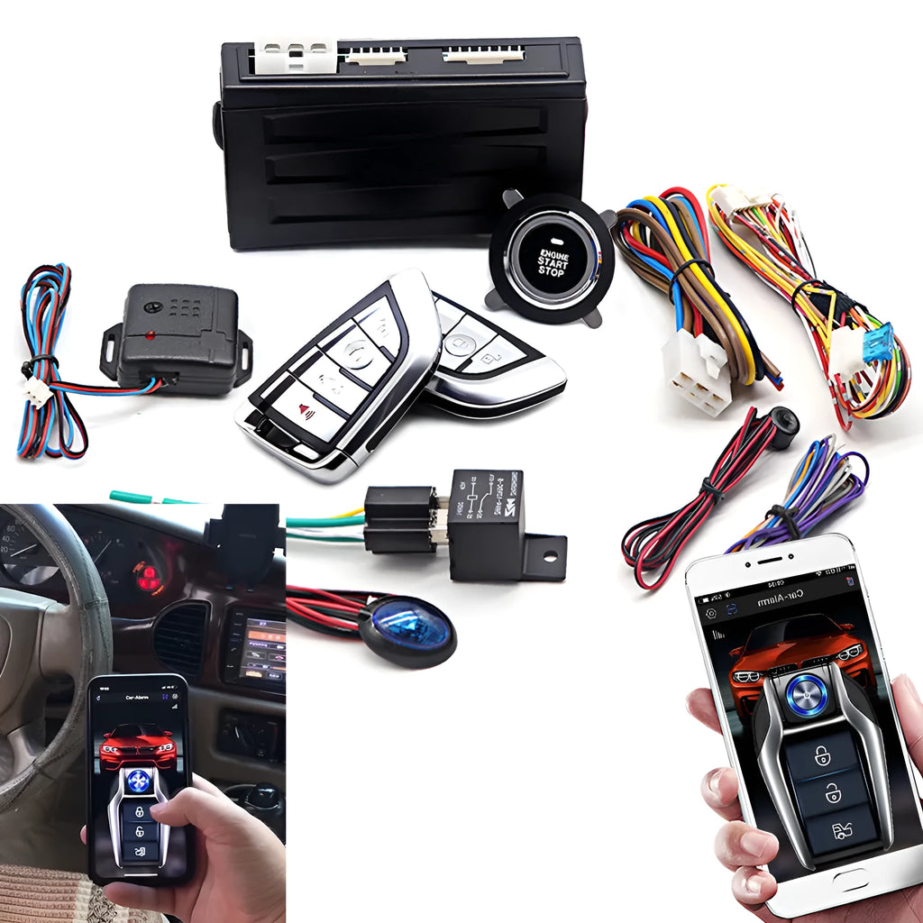 UTE808 universal car alarm system with phone app control remote start and anti-theft features
