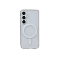 Transparent magnetic silicone phone case for Samsung Galaxy smartphones showing clear design and magnetic features
