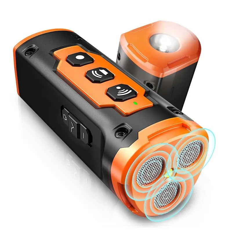 Dog Drive Ultrasonic three-head bark deterrent with LED flashlight in orange plastic case