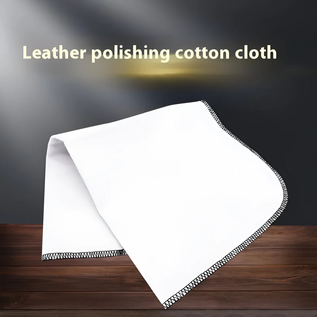 Cleaning and polishing cloth set with long 13x50cm cotton cloth, fine horse hair brush, and wooden handle brush in gift box