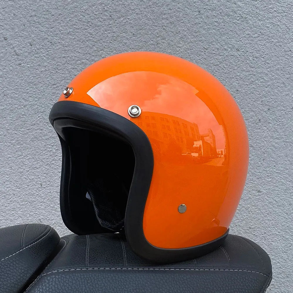 Retro style half helmet motorcycle helmet in glass fibre construction for electric scooter commuting