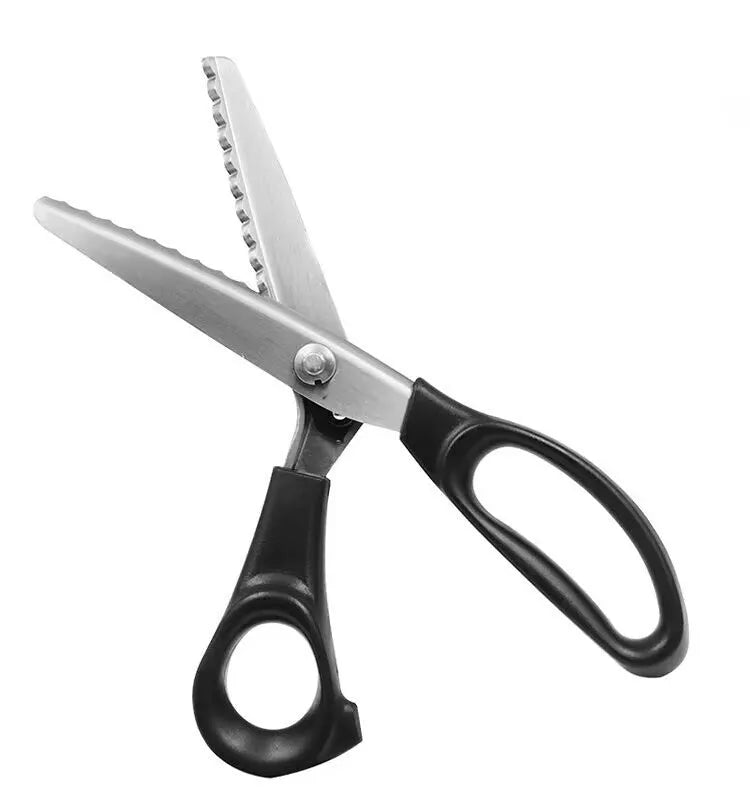 Stainless steel household scissors with triangle or arc tooth blades in 3mm, 5mm and 7mm options