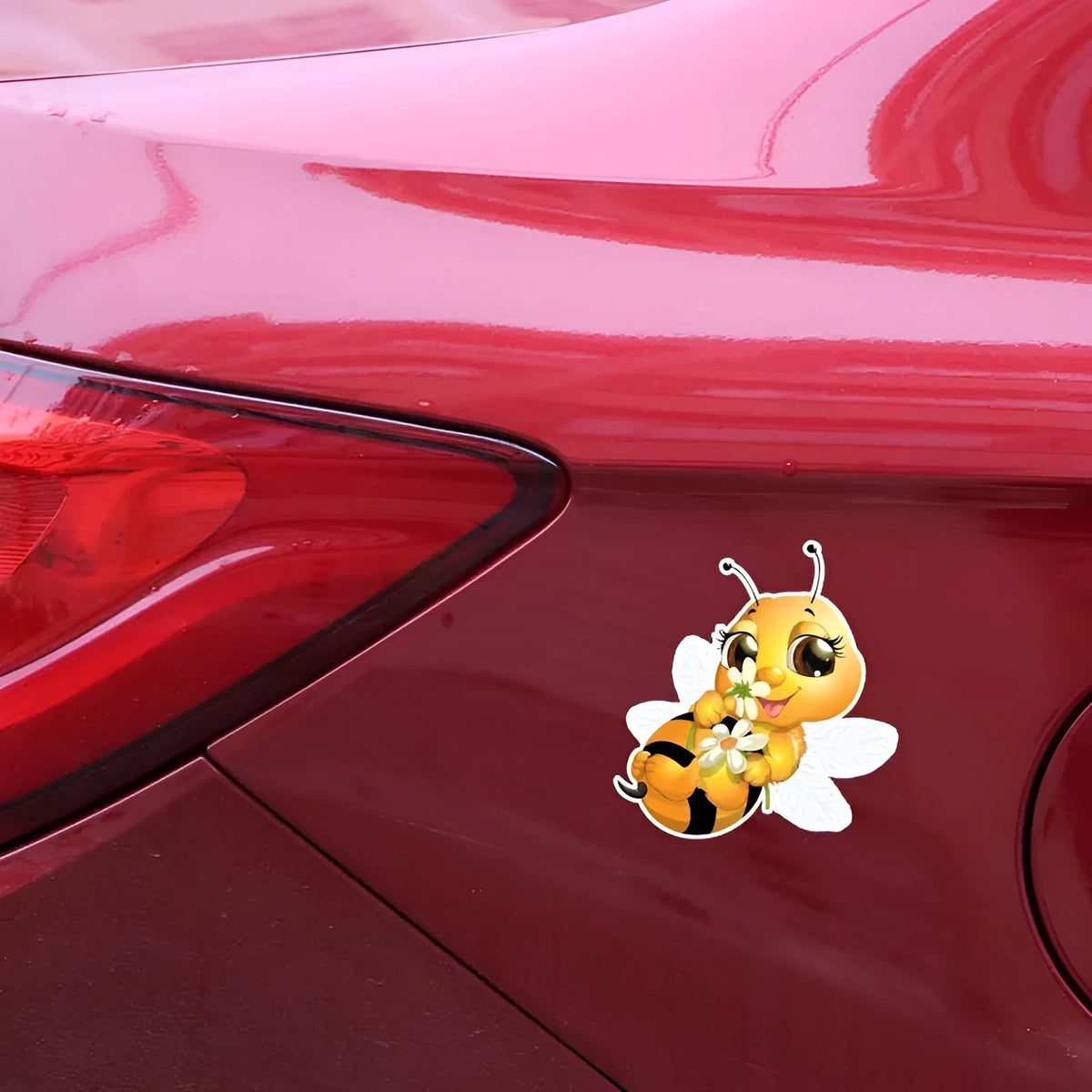 Cartoon little bee car body sticker, 15x14cm PVC decal in reflective or non-reflective finish