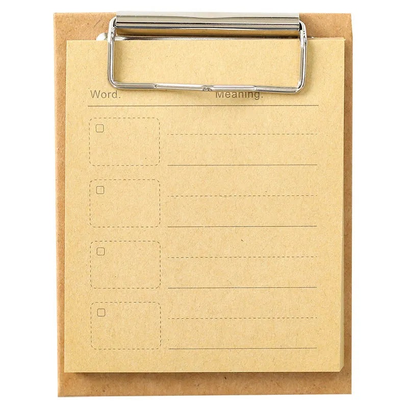 Cowhide colour board sticky note clip with 98x125mm sheets, 50 sheets, and PP board cover in grid or blank options