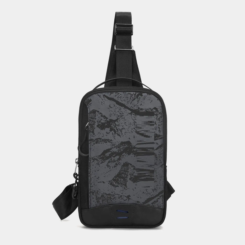 Casual black TPU camouflage pattern chest bag with single shoulder strap and soft handle