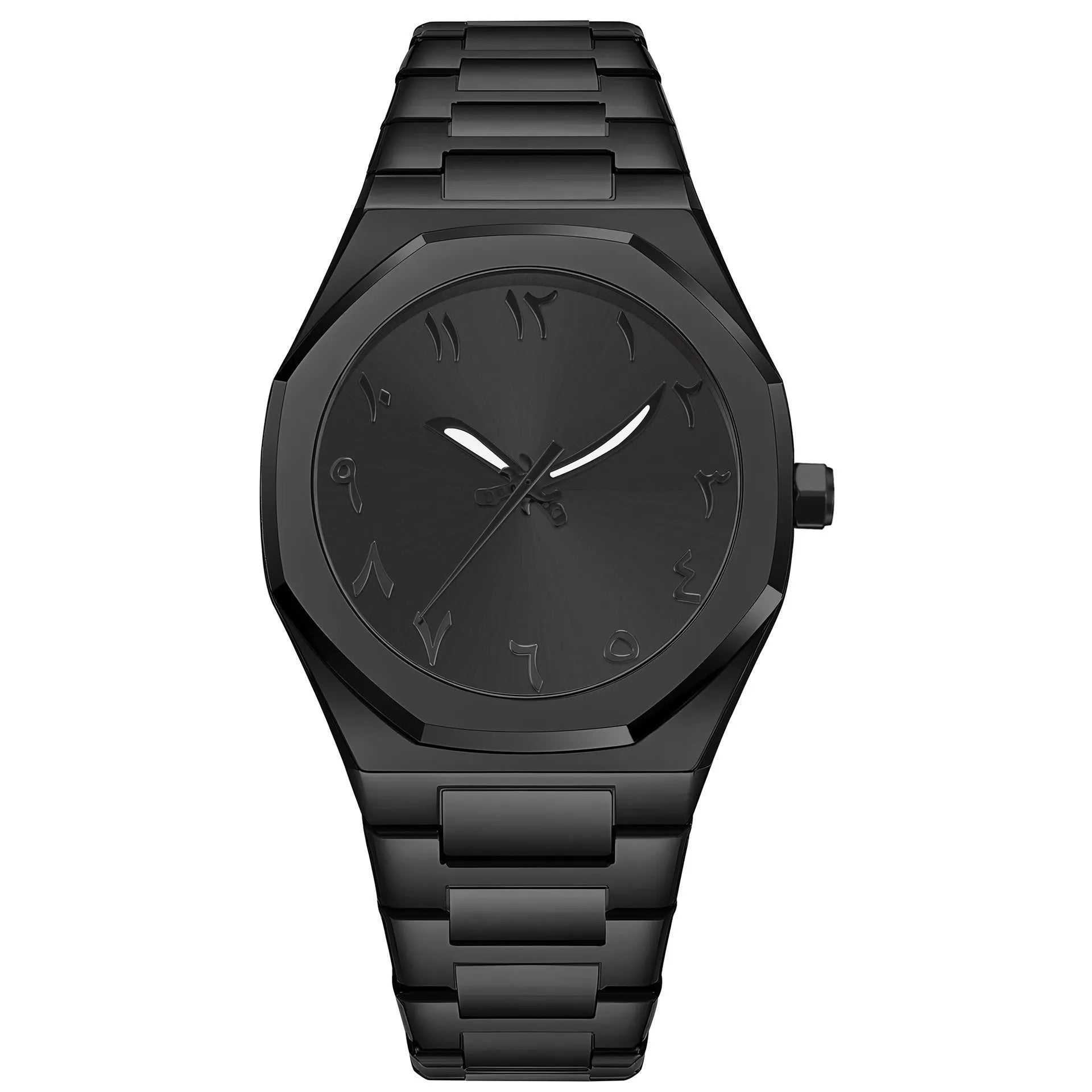 Men's business casual quartz watch with steel belt strap in black and silver colour options