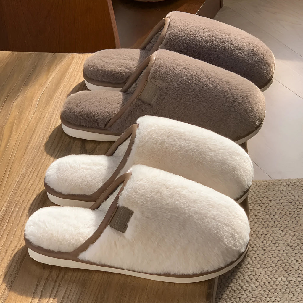 PVC non-slip plush winter slippers in blue brown coffee pink and white colours
