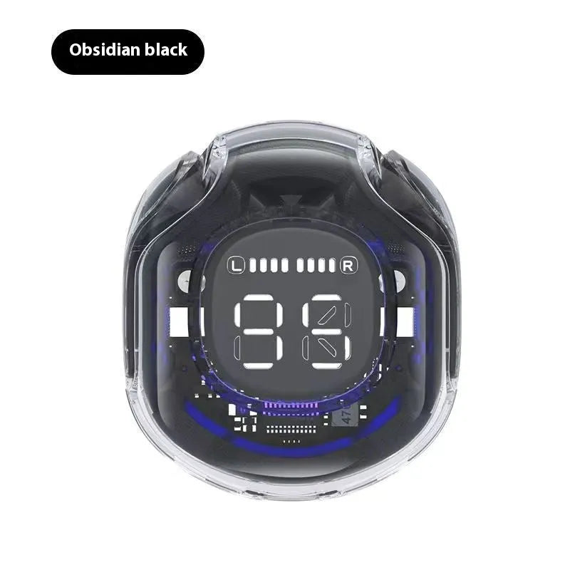 Transparent in-ear Bluetooth headset with digital display and breathing light on PC ABS body
