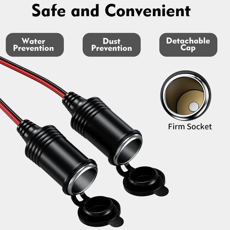 Car 12V 24V cigarette lighter extension cable Y8 one drag two 15cm wire Bakelite splitter