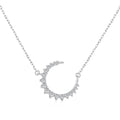 S925 sterling silver crescent necklace with mixed gem inlaid zircon pendant and cross chain, 41-50cm