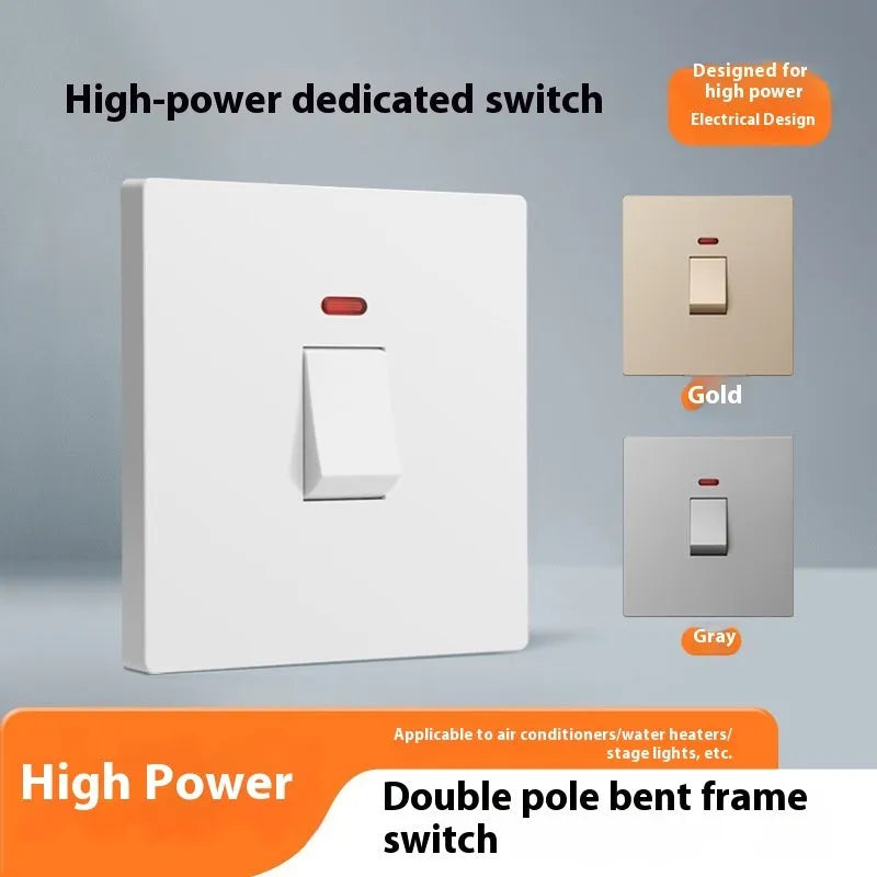 High current 3P electrical switch with light panel for water heaters and air conditioners