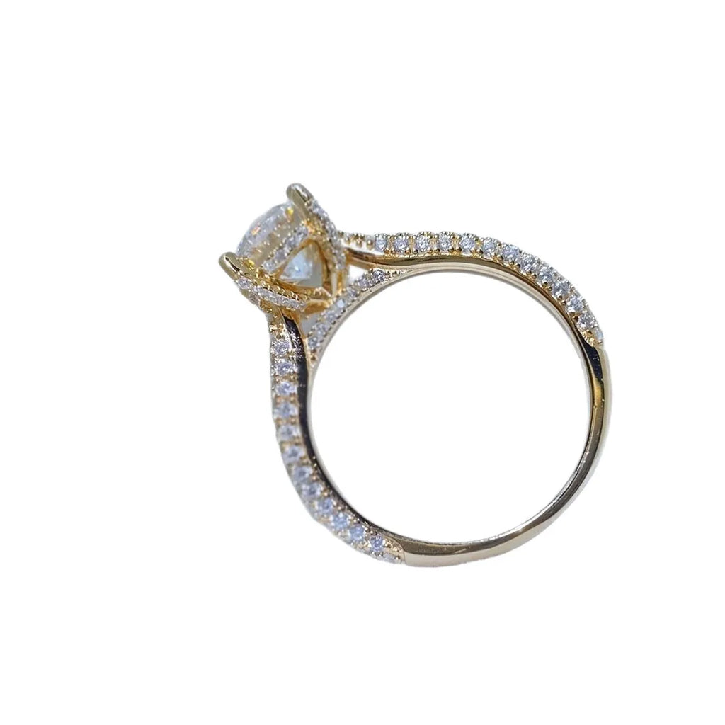 Copper plated moissanite diamond ring for women alloy style1 on finger