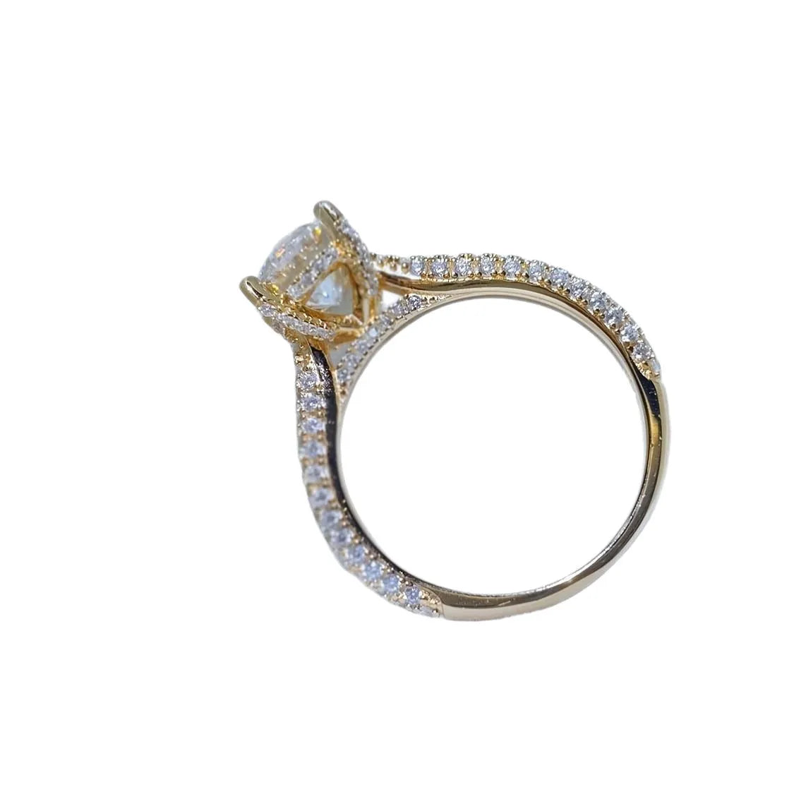 Copper plated moissanite diamond ring for women alloy style1 on finger