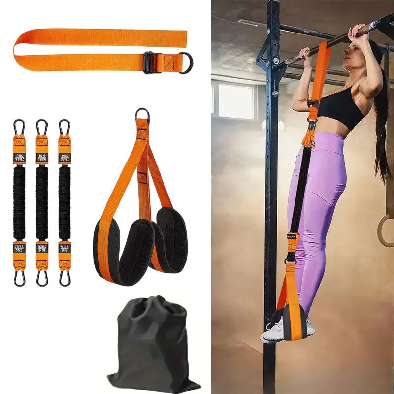 Black 255 lbs pull-ups auxiliary strap suit made from TPE material for fitness training