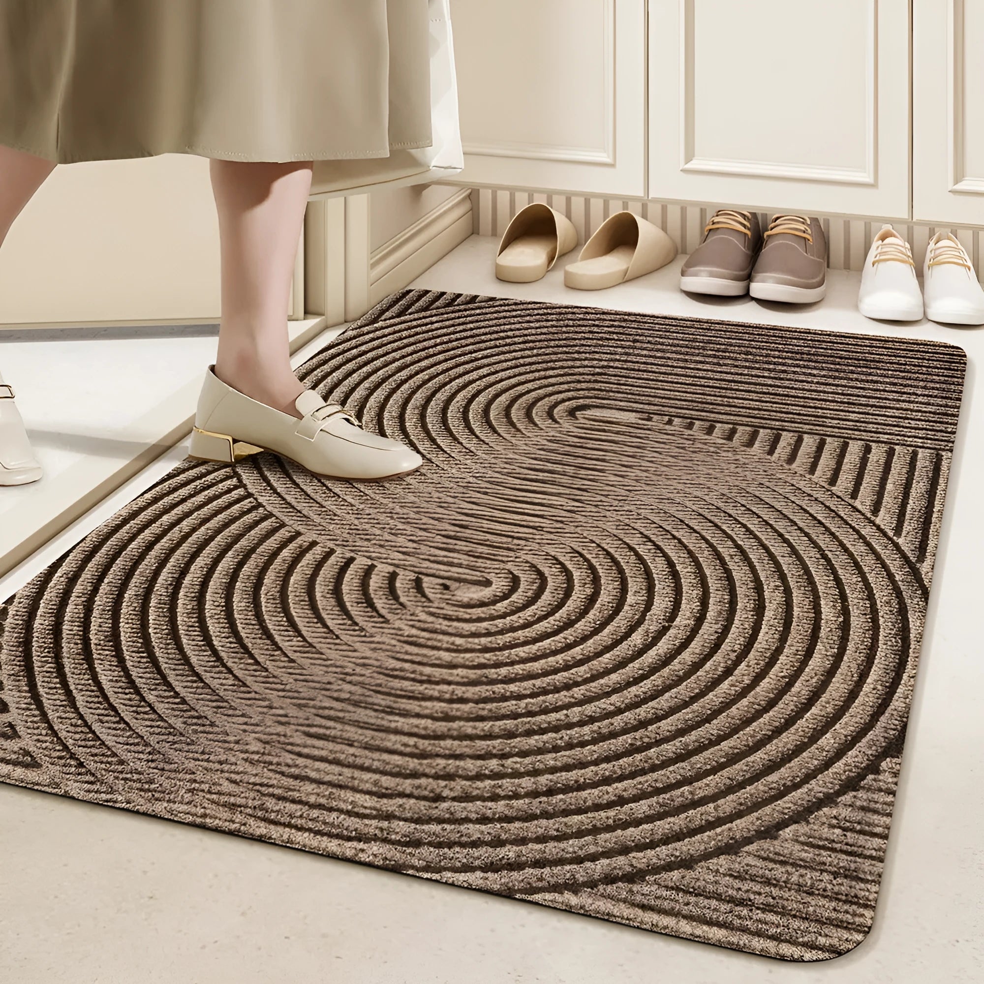 Silk ring entrance carpet with alien shape and cartoon anime pattern, 60x90cm dimensions