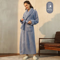 Heavy flannel couple's bathrobe in winter colours with extended sizing options