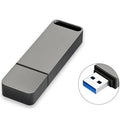 Customisable metal USB flash drive in black, red, or silver with high capacity options up to 16TB.