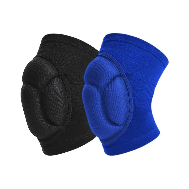 Pair of black free size dance kneepads with thickened sponge padding for volleyball and sports.