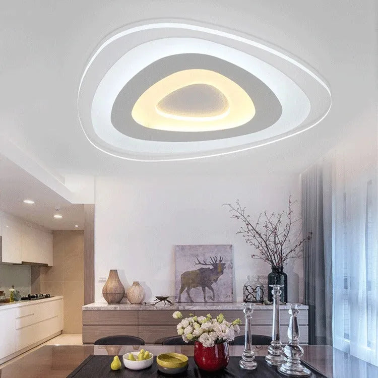 Triangular LED ceiling lamp with remote control and smart home compatibility in modern simplicity style