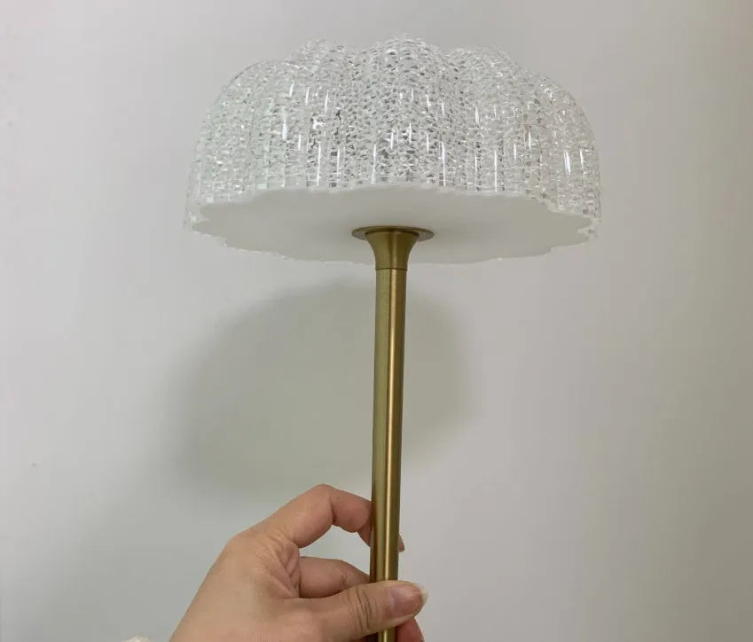 Bronze retro metal table lamp with acrylic elements, 14.5cm base and 31.5cm height, Type-C charging