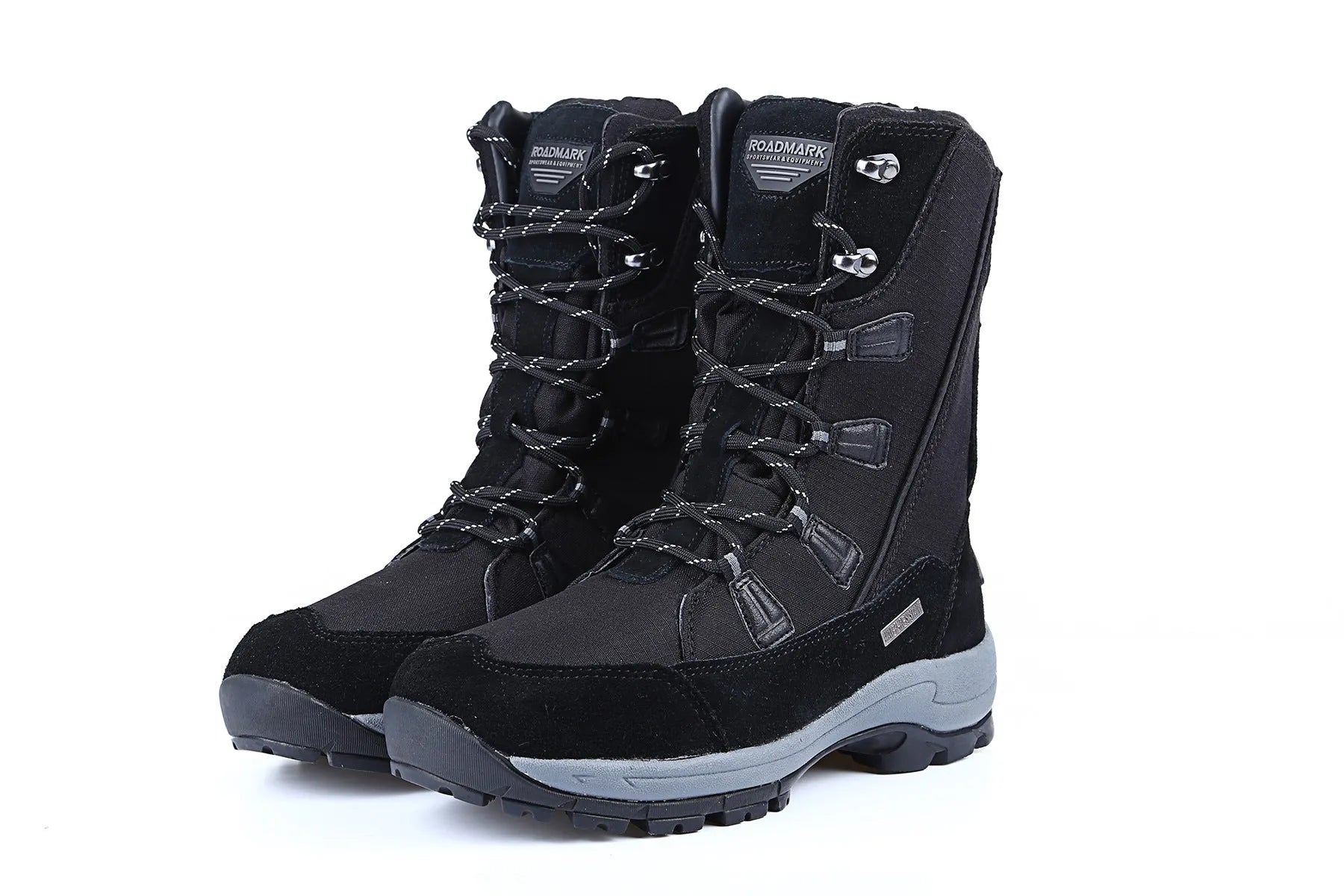 Women's mid-calf length thermal snow boots in genuine leather with round toe design