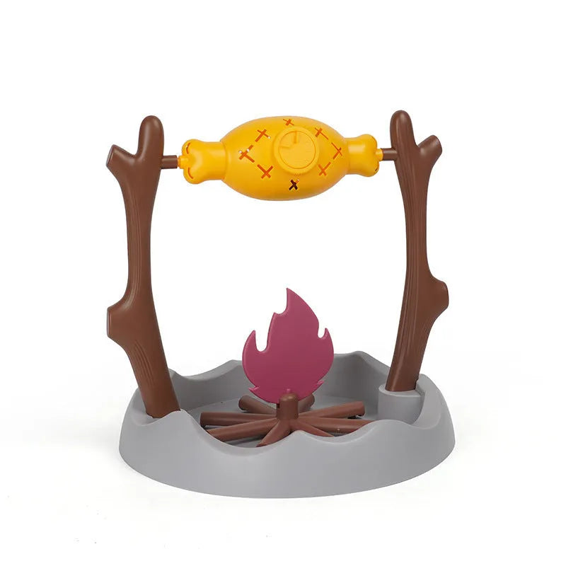Barbecue-themed cat tumbling puzzle feeder toy with treat dispensing mechanism