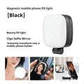 Black and white handheld magnetic phone selfie fill light with adjustable colour temperature settings.