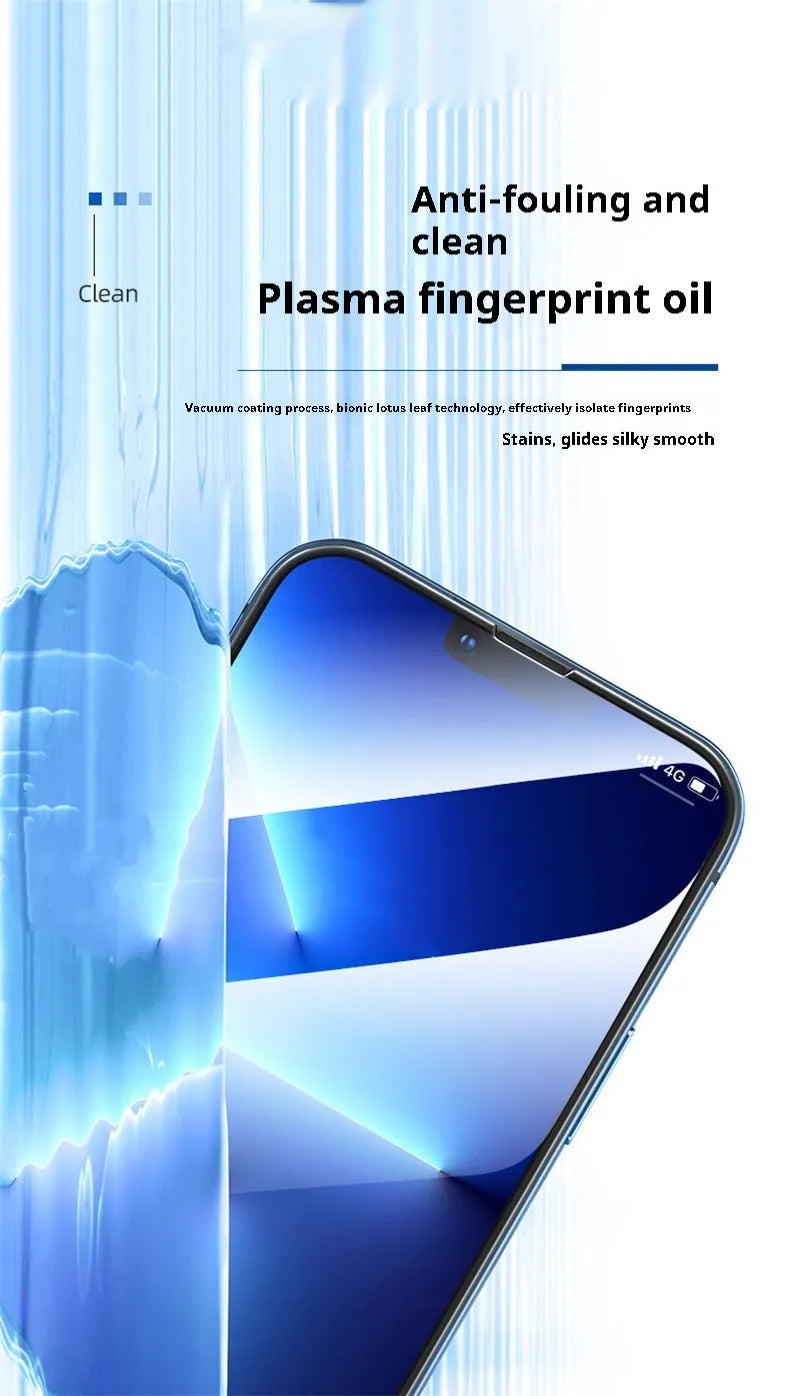Tempered glass screen protector for iPhone 15 with anti-fingerprint coating, black colour