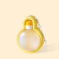 Green 2-in-1 dog travel water bottle with pull-out drinking bowl, shown with size dimensions.