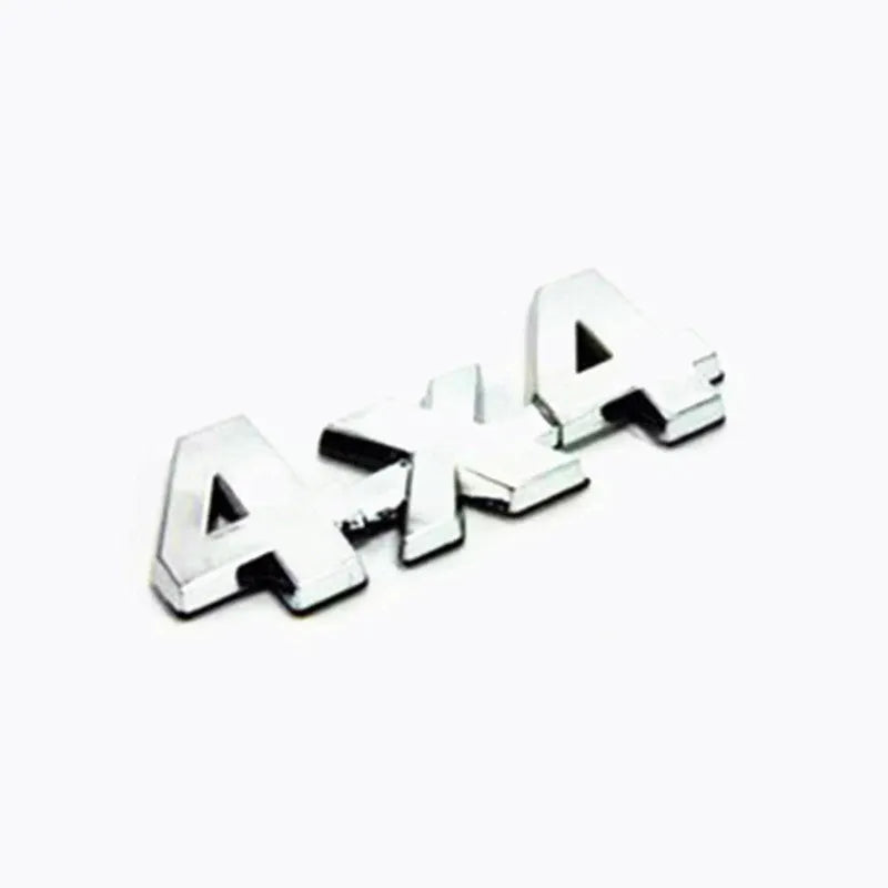 Metal 3D car badge for off-road 4x4 vehicle rear, 9cm x 3.5cm, silver finish