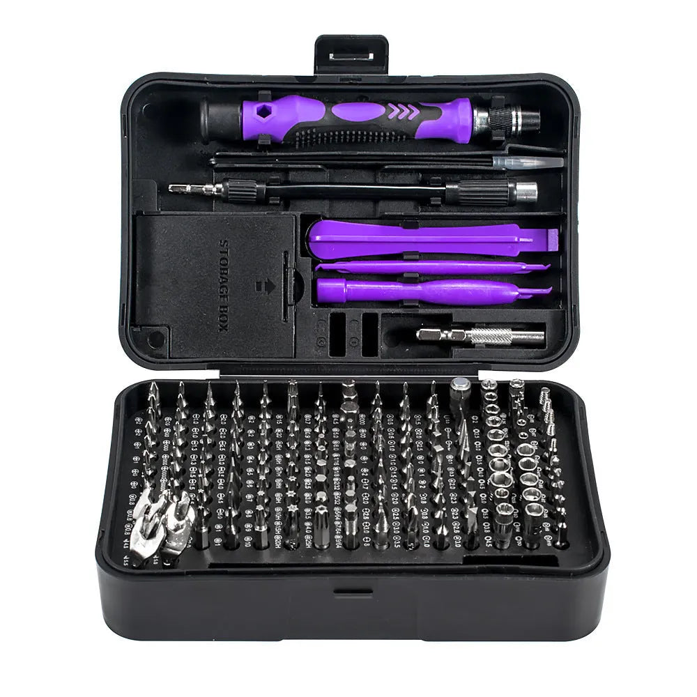 170-in-1 CRV steel insulated screwdriver set with 4mm cutter head and 28mm cutter bar in black and blue