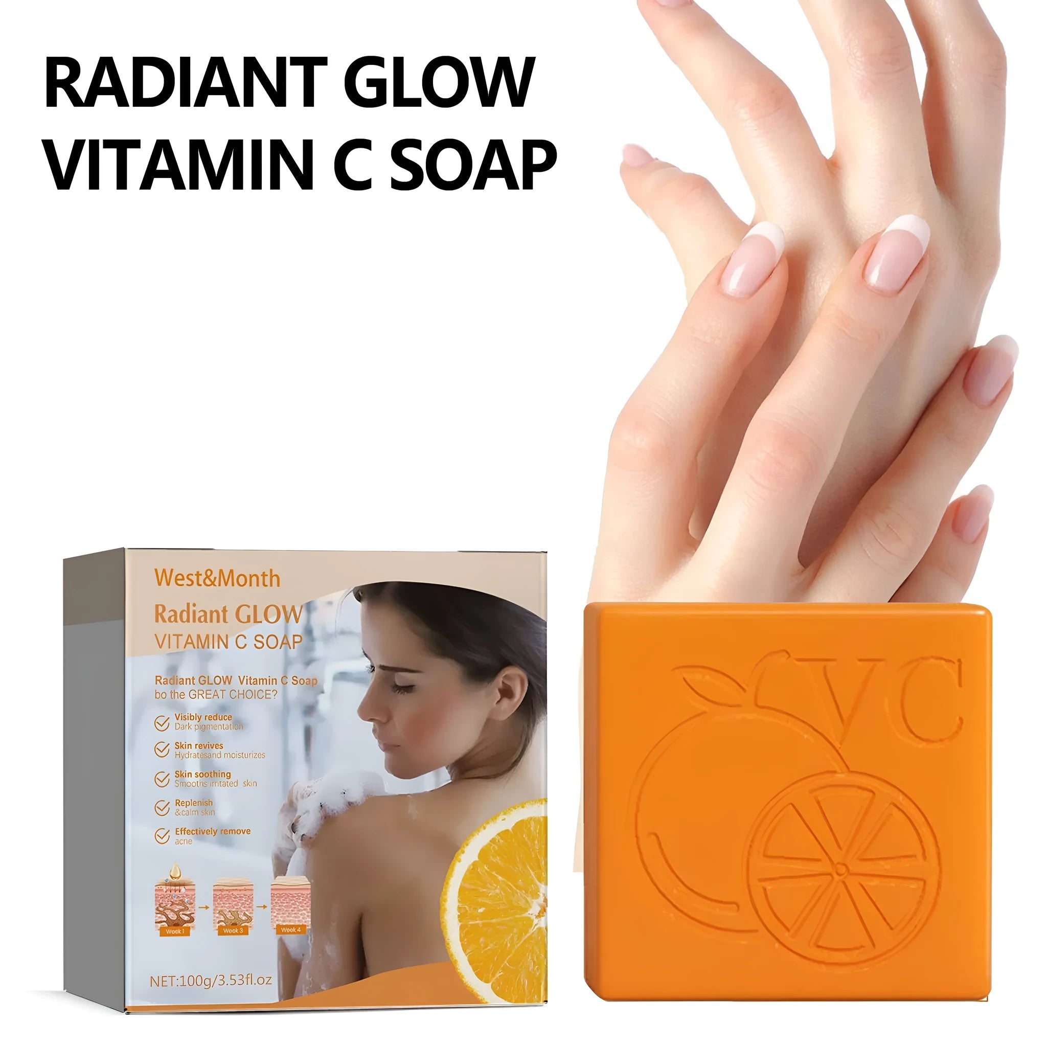 100g bar of whitening vitamin body care soap with kojic acid and hyaluronic acid