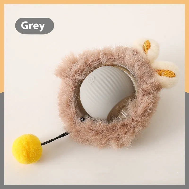 Self-hi funny cat rolling ball toy in silicone with grey green red colour options