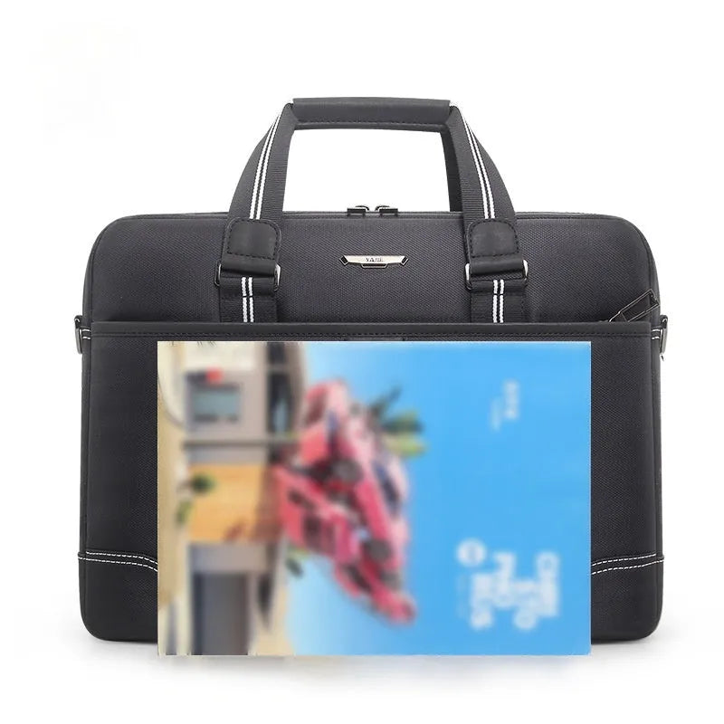Men's Oxford cloth large capacity laptop bag 16 inch in black waterproof wear resistant business travel