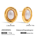 Stainless steel vintage pearl ear studs with electroplated finish, colour JDE0305051