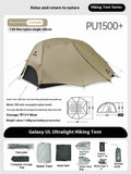 Ultralight double tent in grey for two people, inner tent size 210x130x105cm, 20D nylon construction