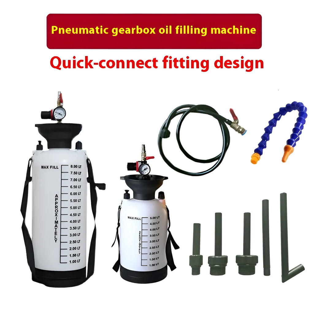 White metal car transmission oil tanker, 5L or 8L, 150 x 80 x 15 mm, with optional connector