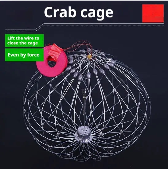Stainless steel wire automatic opening closing crab net 52cm diameter 20 steel wires for blue crab catching