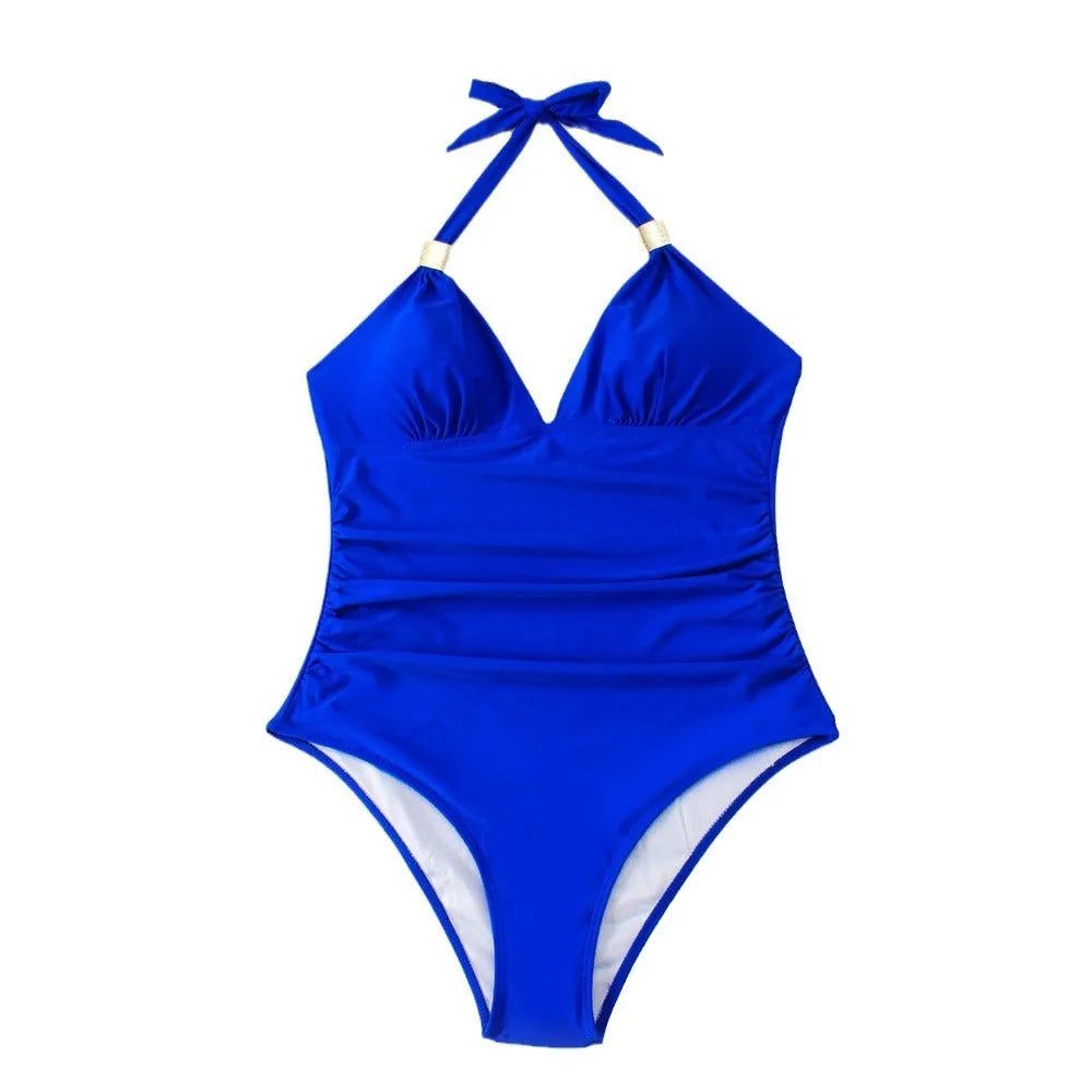 Women's conservative one-piece swimsuit in a quick-dry fabric, shown in a choice of colours and patterns.