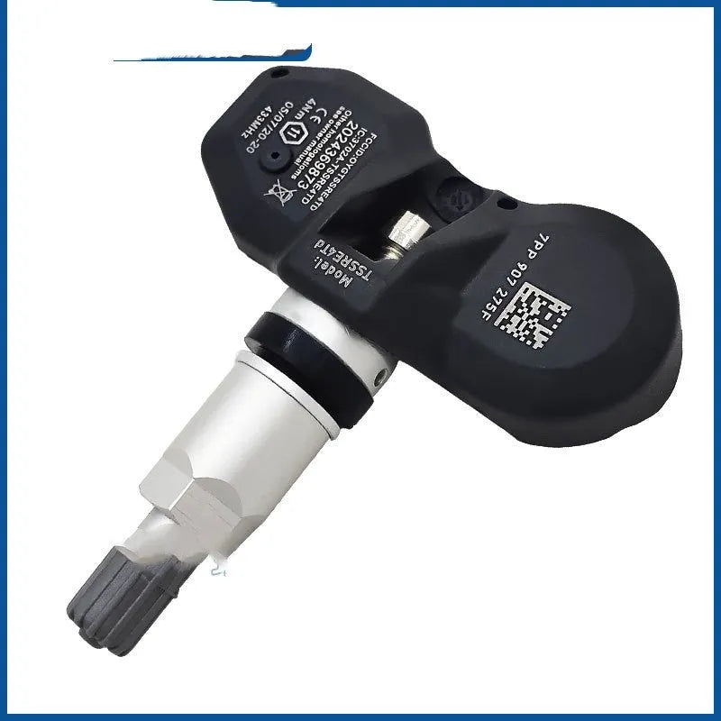 Audi car tyre pressure monitoring system TPMS replacement sensor with black valve cap.