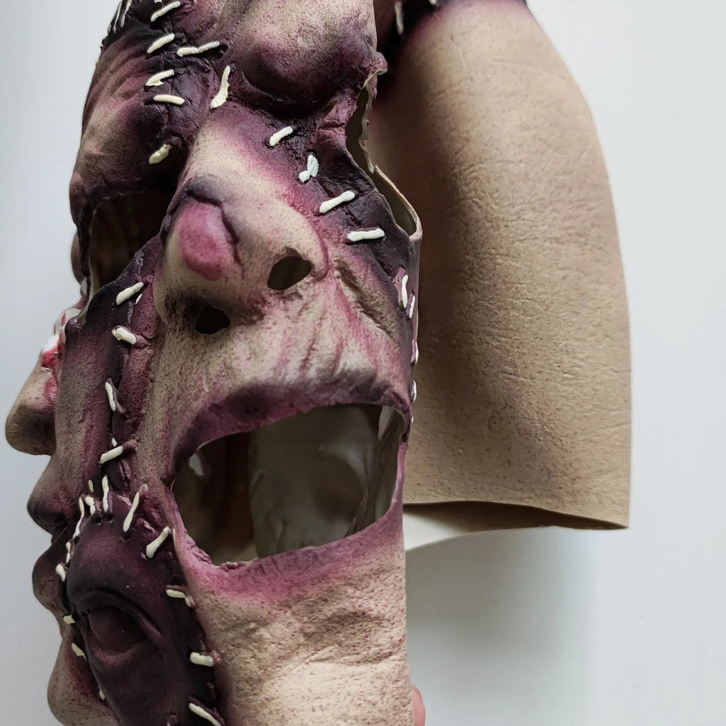 Three-sided grimace horror Halloween mask made from natural latex