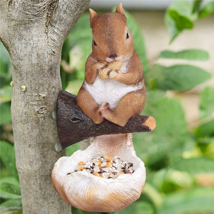 Resin bird feeder approximately 27cm and 380g in pastoral abstract style for garden decoration