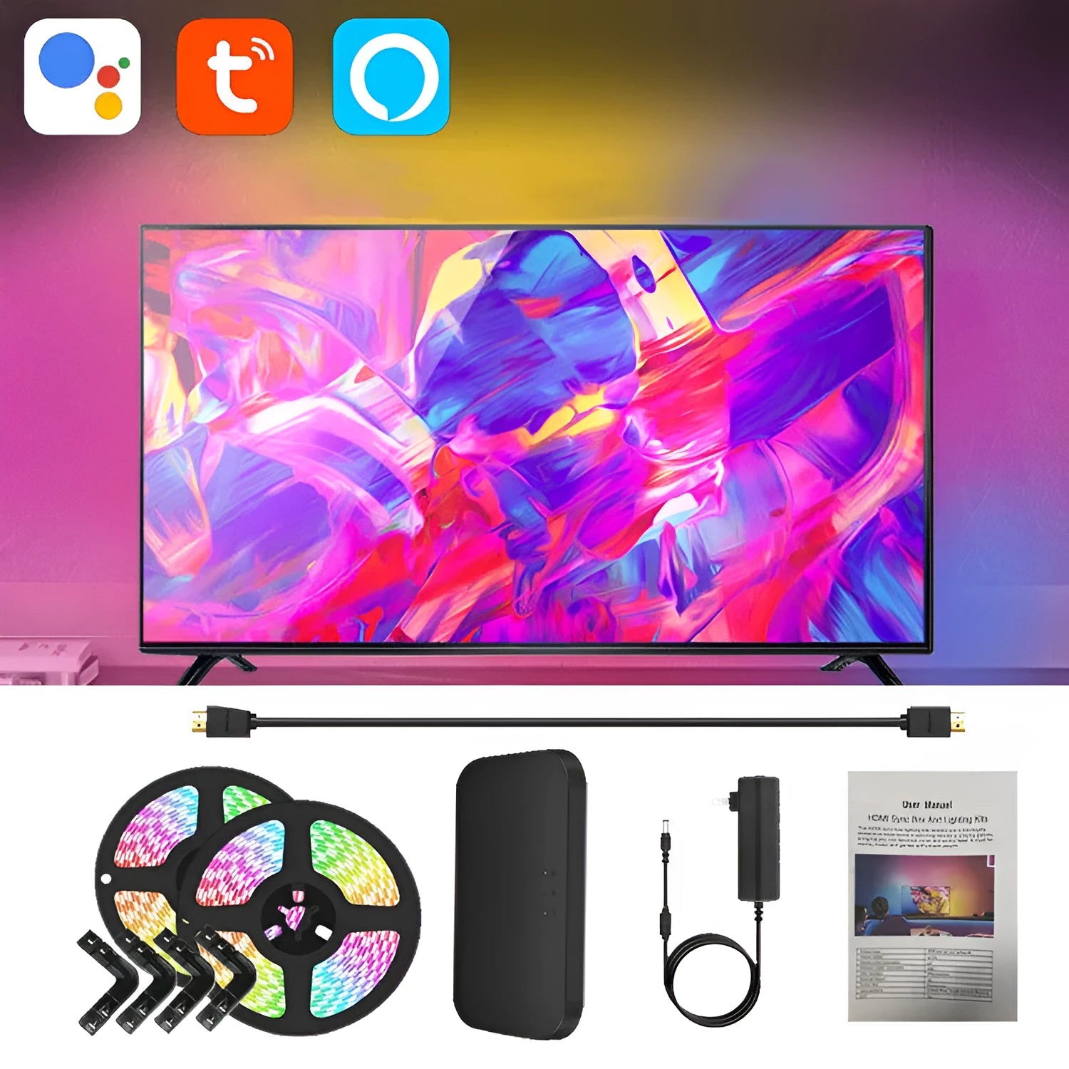 Smart TV ambience light strip with app control for sync colour background lighting