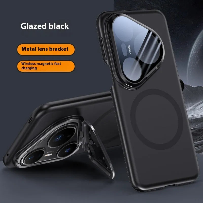 Huawei P80 magnetic protection phone case in black colour with frosted finish and back shell design