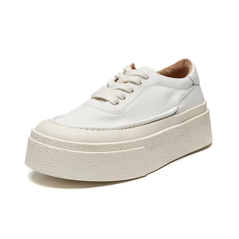 Women's black platform casual sports board shoes with tied design and round toe