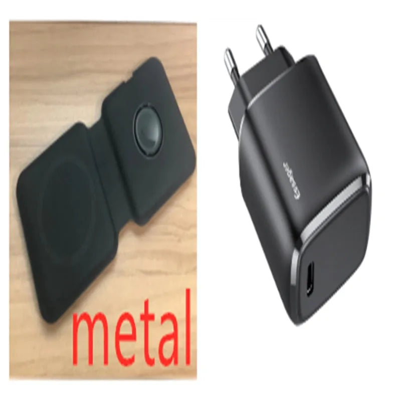 White foldable magnetic wireless charging dock in stand and flat modes